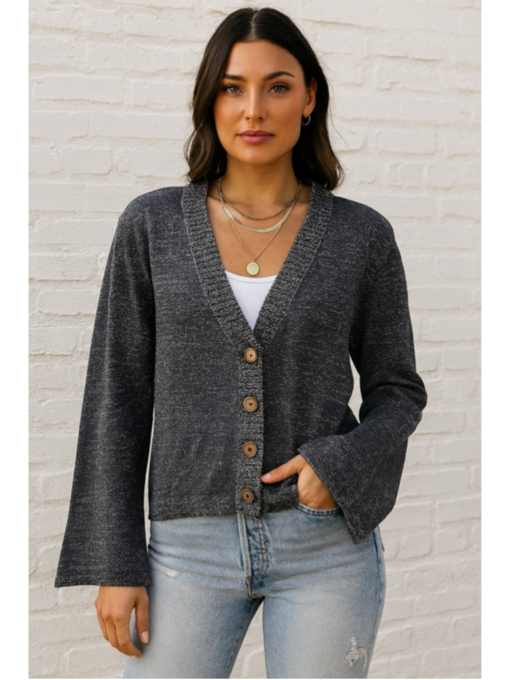 White + Warren Metallic Knit Cardigan Anthropologie NWT Medium